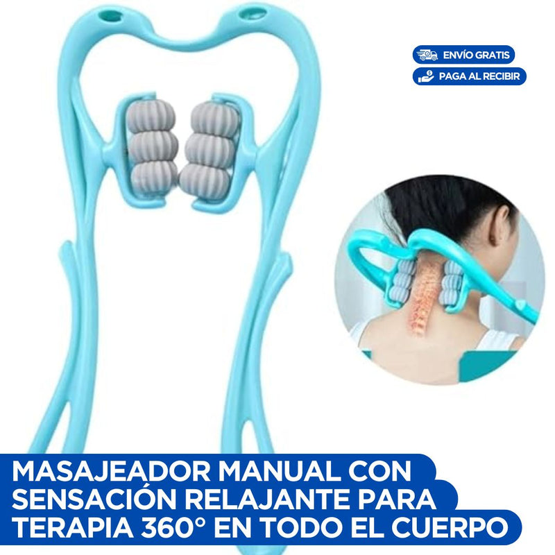 Masajeador de Cuello Manual con esferas reductoras de tensión para masajes 360° en todo el cuerpo