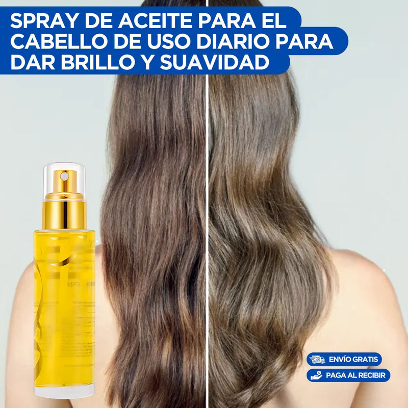 Spray de Aceite para Cabello 🔥Da Brillo, Nutrición, protege del calor de la plancha y elimina el Frizz