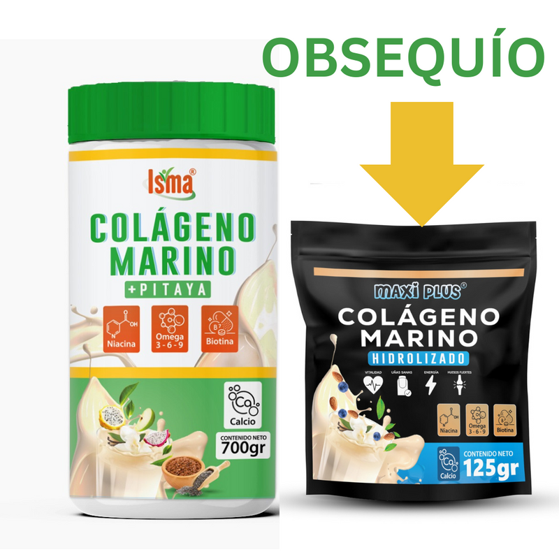 Colágeno Marino enriquecido con Pitaya🔥Lleva gratis sobre de Colageno marino hidrolizado para añadir a tus bebidas diariamente