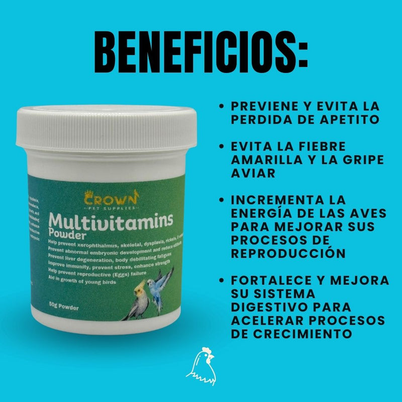 Multivitaminico Powder🔥🐔Multivitaminico oral para todo tipo de ave paraa mayor crecimiento, nutrición y bienestar