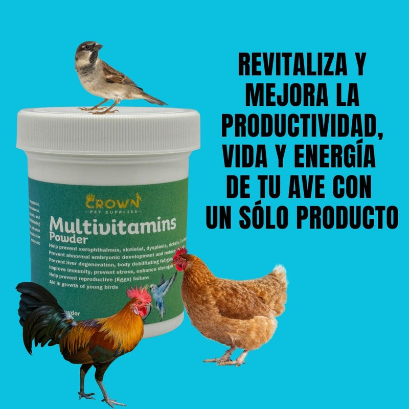 Multivitaminico Powder🔥🐔Multivitaminico oral para todo tipo de ave paraa mayor crecimiento, nutrición y bienestar