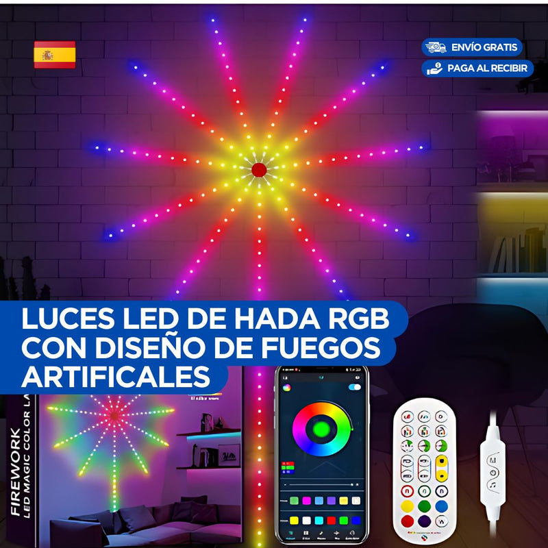 Luces Led de fuegos artificiales con sincronización de música que cambia de color  1 año de garantia