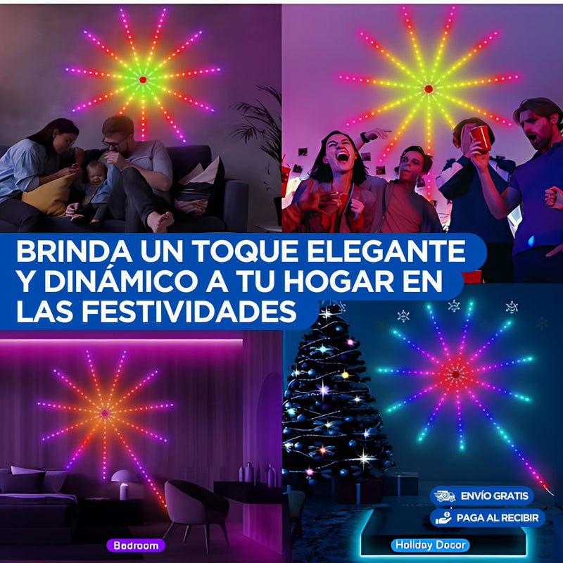 Luces Led de fuegos artificiales con sincronización de música que cambia de color  1 año de garantia