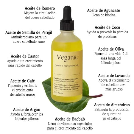 Aceite Vegano para el Crecimiento y Fortalecimiento del Cabello 100% natural🌱